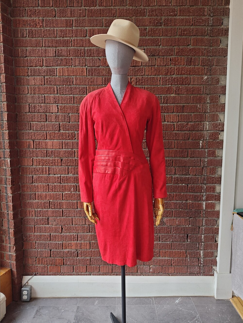 Vintage Red Suede & Leather Dress XS